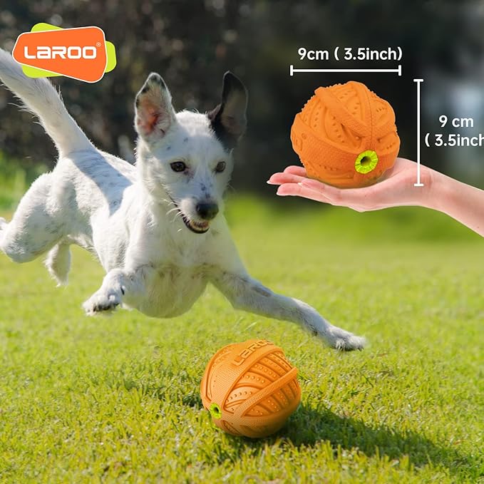 Pelota Juguete para Perro Squeaky LaRoo, Goma Natural Duradera, Limpieza Dental miniatura 8