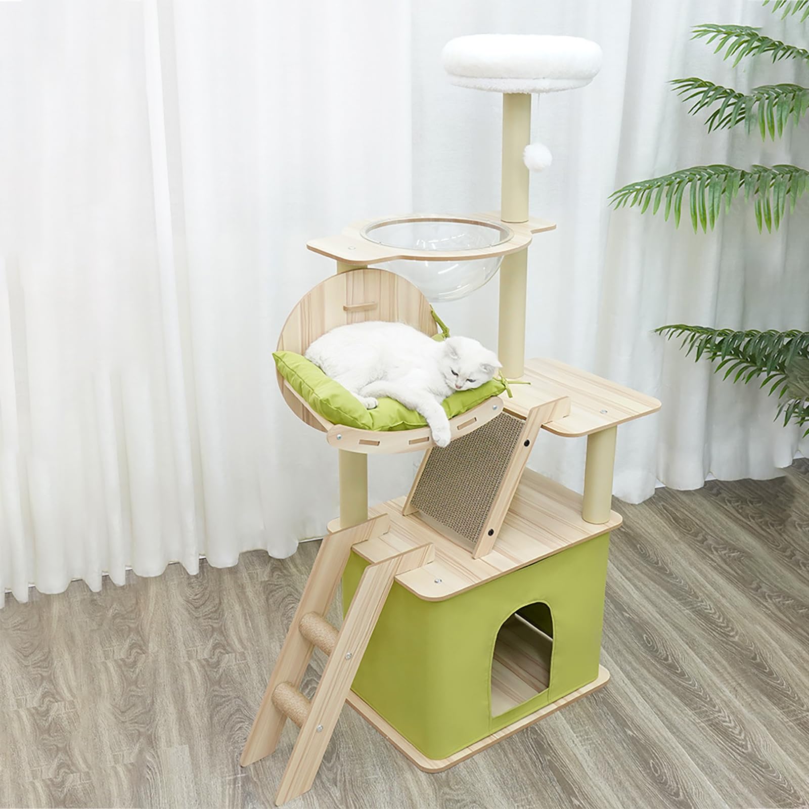 Árbol y Torre Rascador para Gatos con Cama Acolchada Grande - Muebles Estables para Apartamentos, Tiendas de Mascotas, Salón