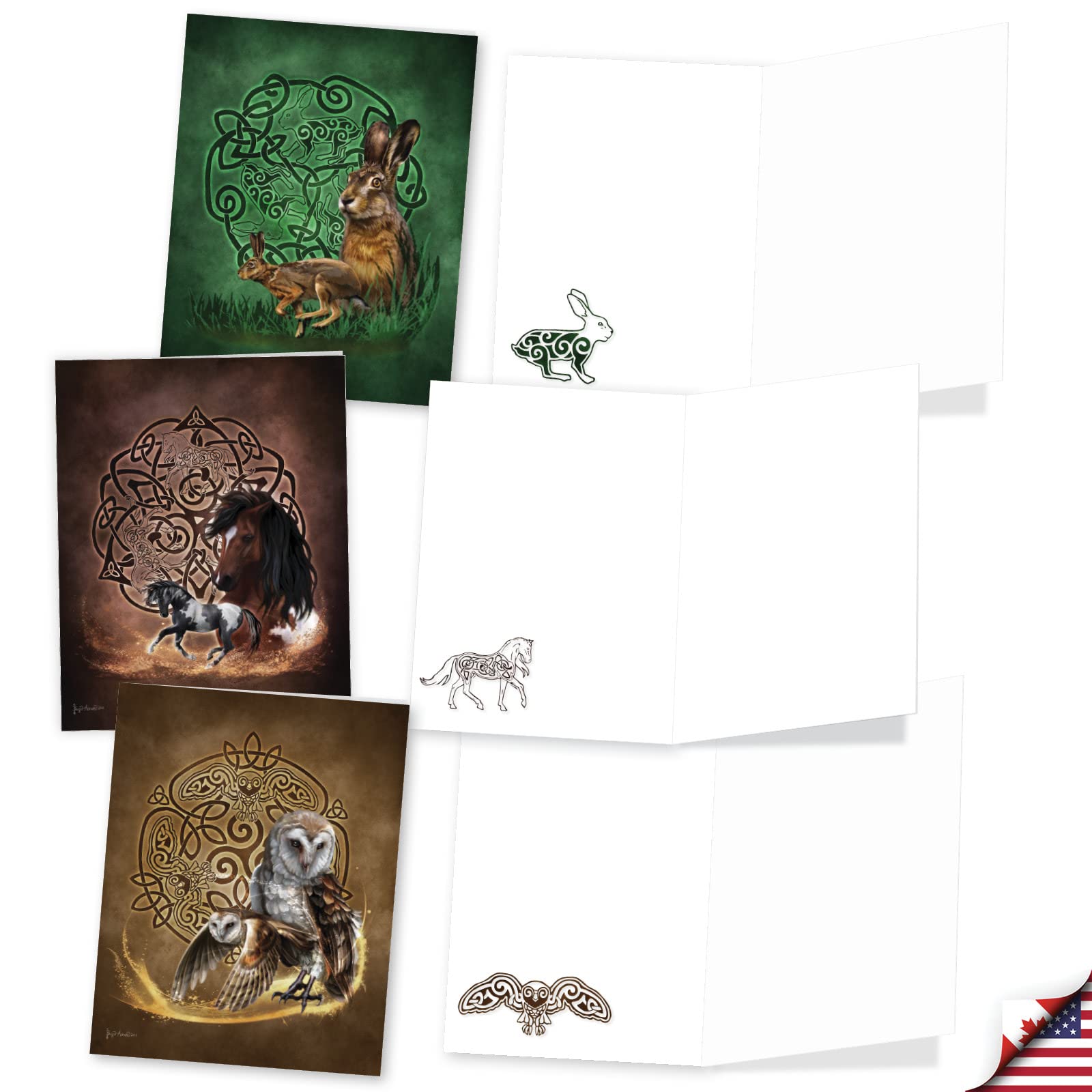 The Best Card Company - Juego de 20 tarjetas de notas en blanco surtidas de 4 x 5.12 pulgadas con sobres (10 diseños, 2 de cada uno) tótem celta AM10207OCB-B2x10
