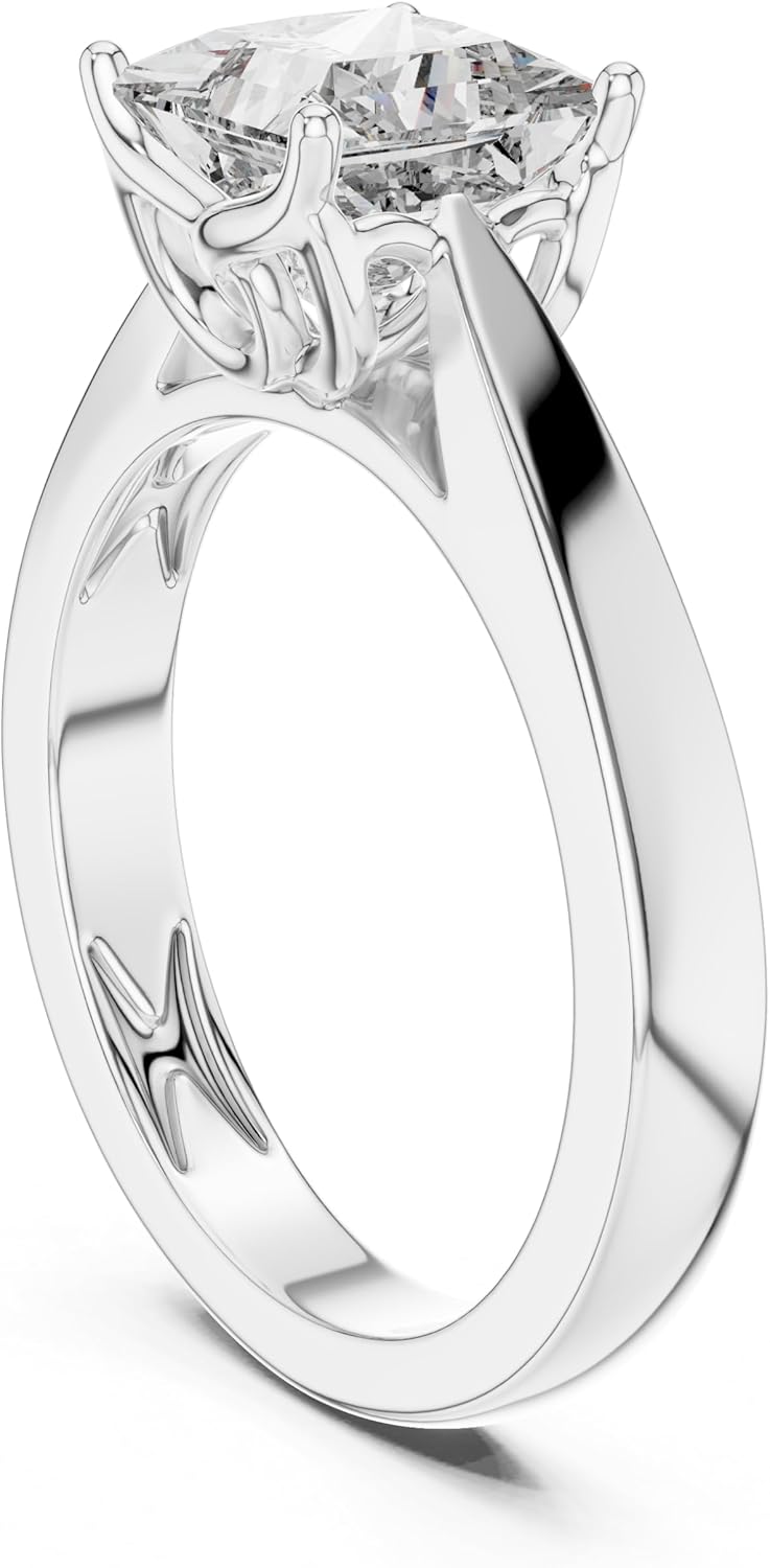 White Gold & 925 Sterling Silver Wedding Ring 1-2-3-4 Carat Lab Grown Diamond Ring Princess Cut Engagement Ring Solitaire Diamond Ring Sister's day Gift F-103
