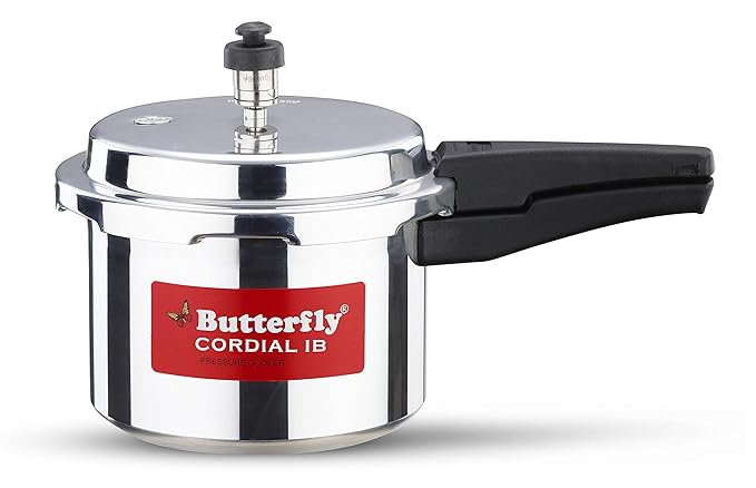 Butterfly Cordial 3 Litres Pressure Cooker | Outer Lid | Food Grade Virgin Aluminium | Induction & Gas Stove Compatible | ISI Certified | 2 Years Manufacturer's Warranty | Silver