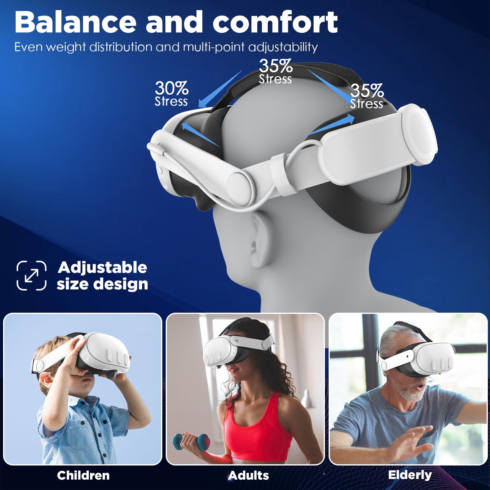 DAYREE Batería Correa para la Cabeza Compatible con Quest 3 Accesorios, Gafas Realidad Virtual, La Vatería de 8000 mAh Garantiza 6 horas Más de Reproducción, Diadema Ajustable para Mayor Comodidad — view 3