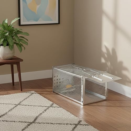 Miniatura 7 de Paquete de 2 trampas de metal para ratas humanas con 2 abrazaderas y guantes de 11.8 x 5.7 x 5.1 pulgadas, trampa para ardillas y ardillas para