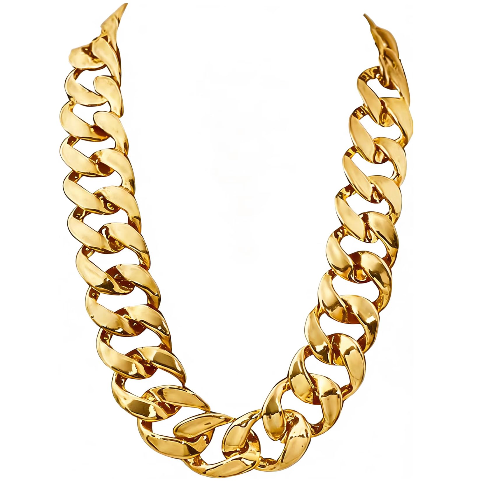 Men's Chunky Necklace, Rapper Fake Gold Chain 90s Hip Hop Fake Gold Necklace Costume Accessory (27.5 Inches*1.37inches)