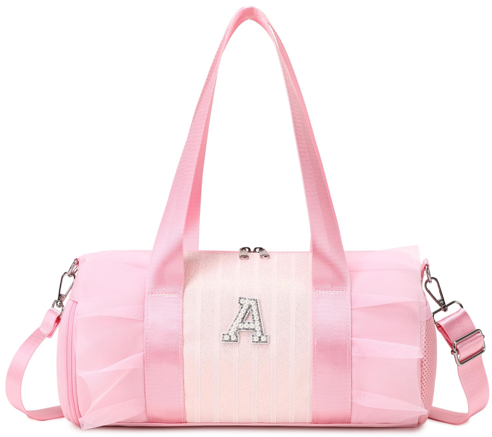 Girls Dance Bag Ballet Gymnastics Bag, Glitter Design Kids Overnight Duffle Bag, Sports Gym Bag with Wet Pocket
