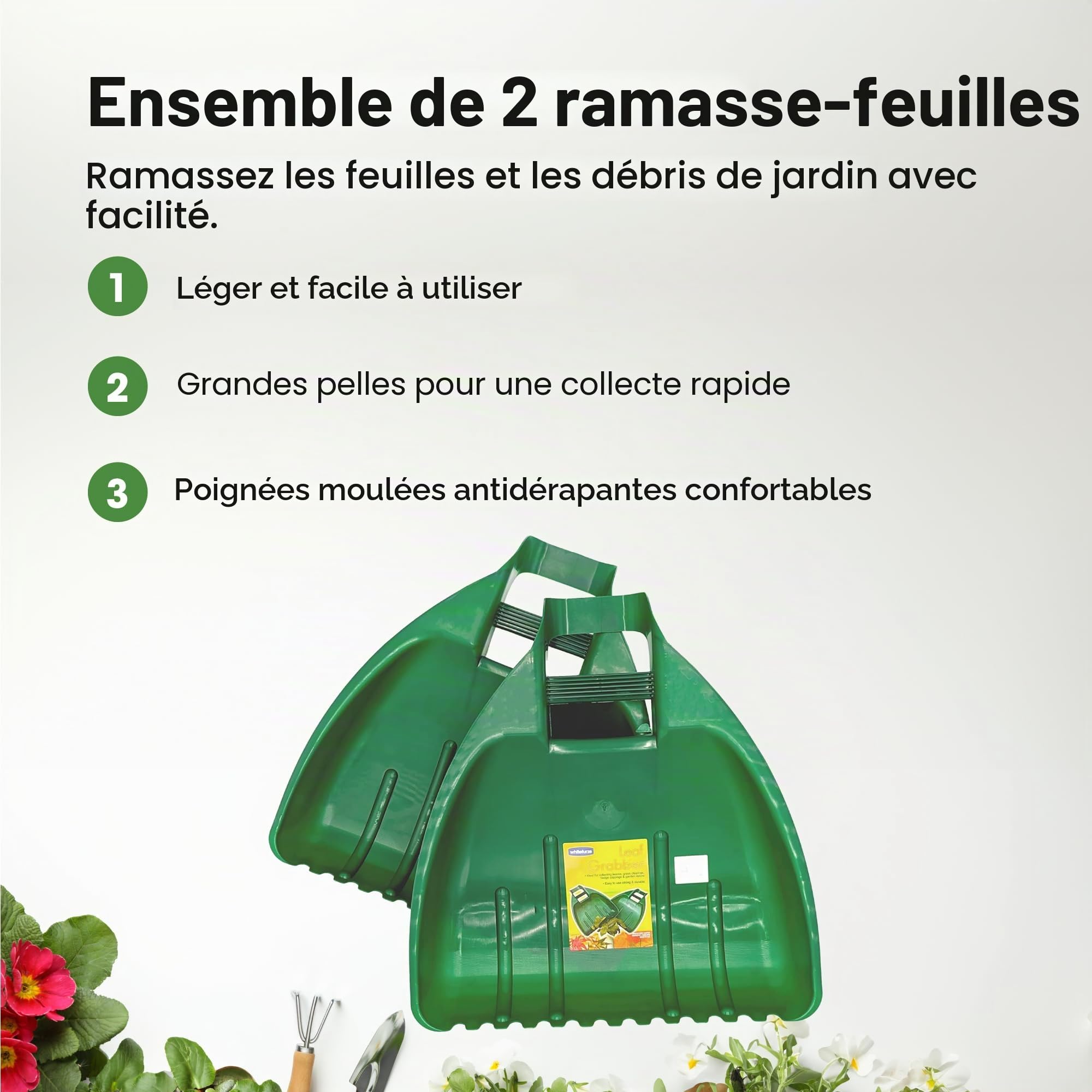 Whitefurze G25LG1 Lot de 2 pelles à Feuilles Vert forêt
