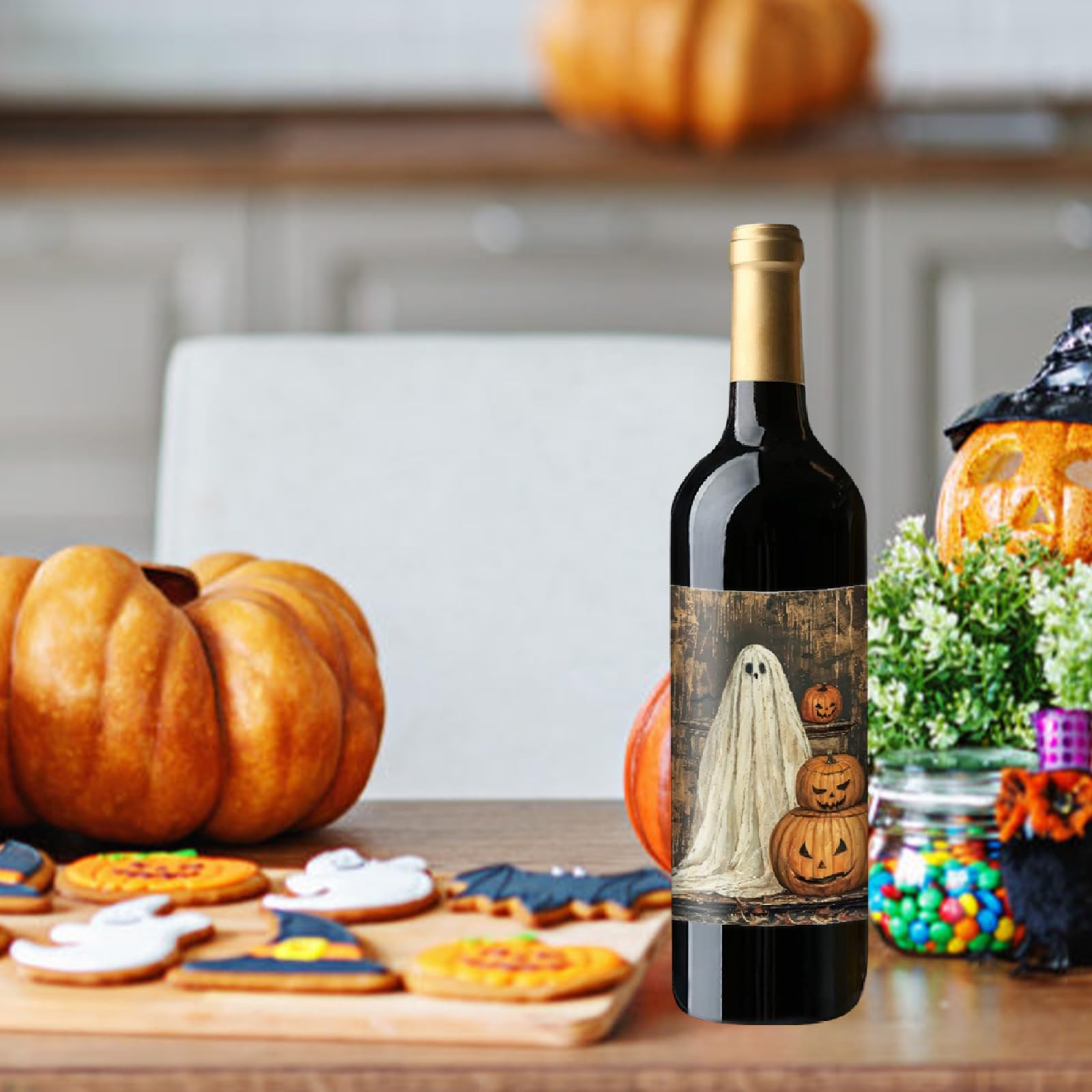 Generic Halloween Wine Bottle Labels Stickers Waterproof Wine Label Sticker Ghost Festival decoration sticker tags 8styles Halloween parties Wine Bottle stickers