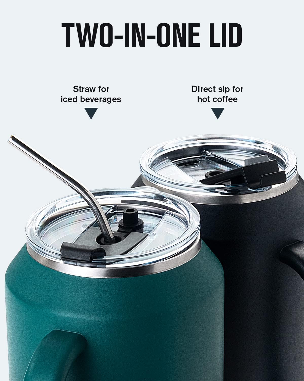 Coolplus 50 oz Mug Tumbler with Handle and Straw, Large Stainless Steel Travel Insulated Water Cup with 2-in-1 Lid, Double Wall Metal Keep Cold 36 hrs, Sweet Proof BPA-Free, Indigo Crush - Image 3