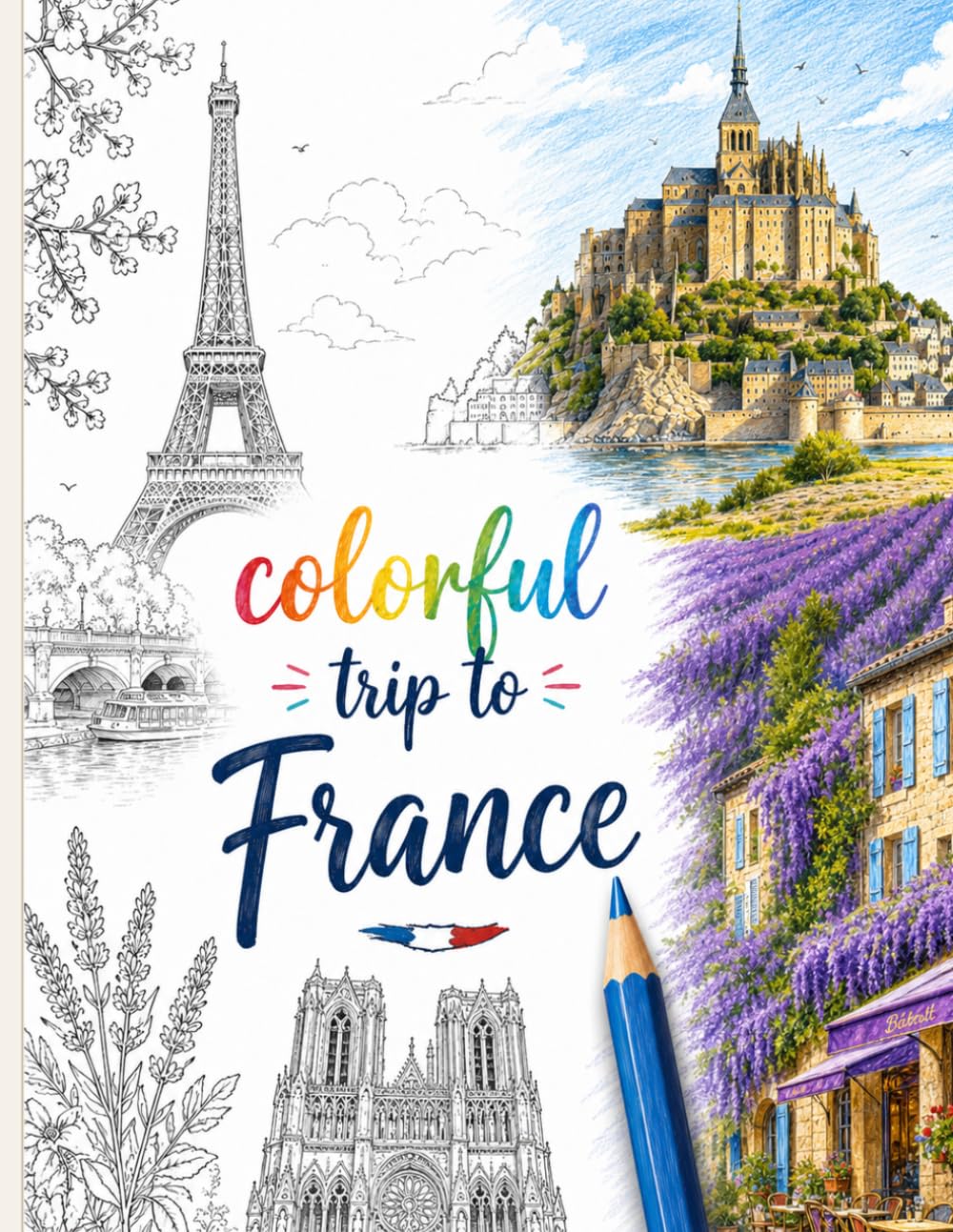 Colorful Trip to France: Adult Coloring Book