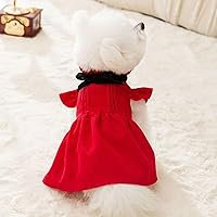 Vista 8 de Vestido de pana roja para perros pequeños, conjunto de vestido de invierno para cachorros, ropa de Navidad
