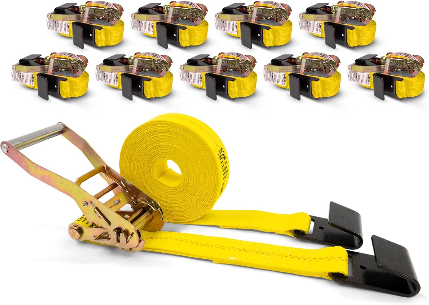 Flat Hook Ratchet Straps 2in x 30ft (10-pack) 10,000 lbs