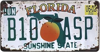 SUMIK State Retro Vintage Plaque Auto License Plate Metal Tin Sign Wall Decor (Florida)