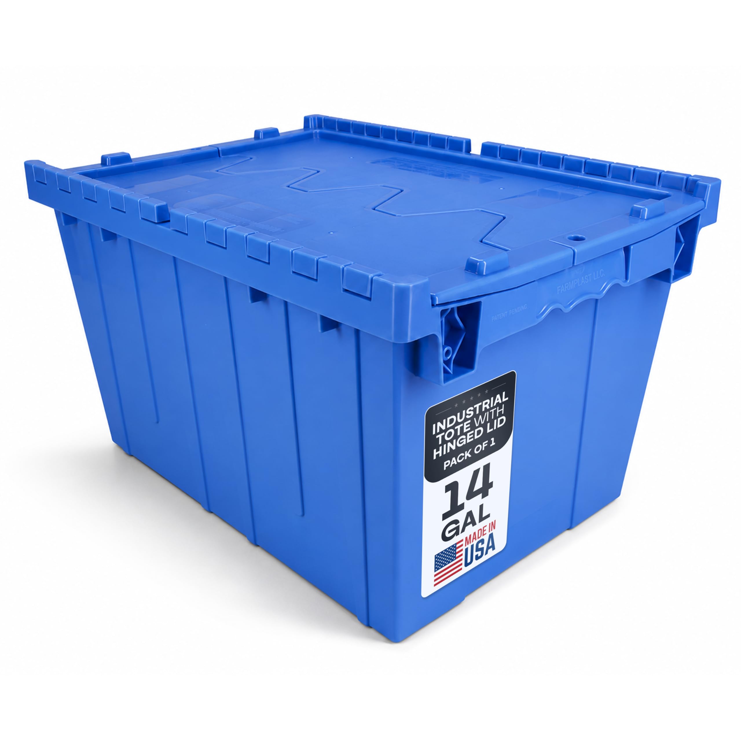 IDL Packaging 14-Gallon Industrial Plastic Tote with Hinged Lids