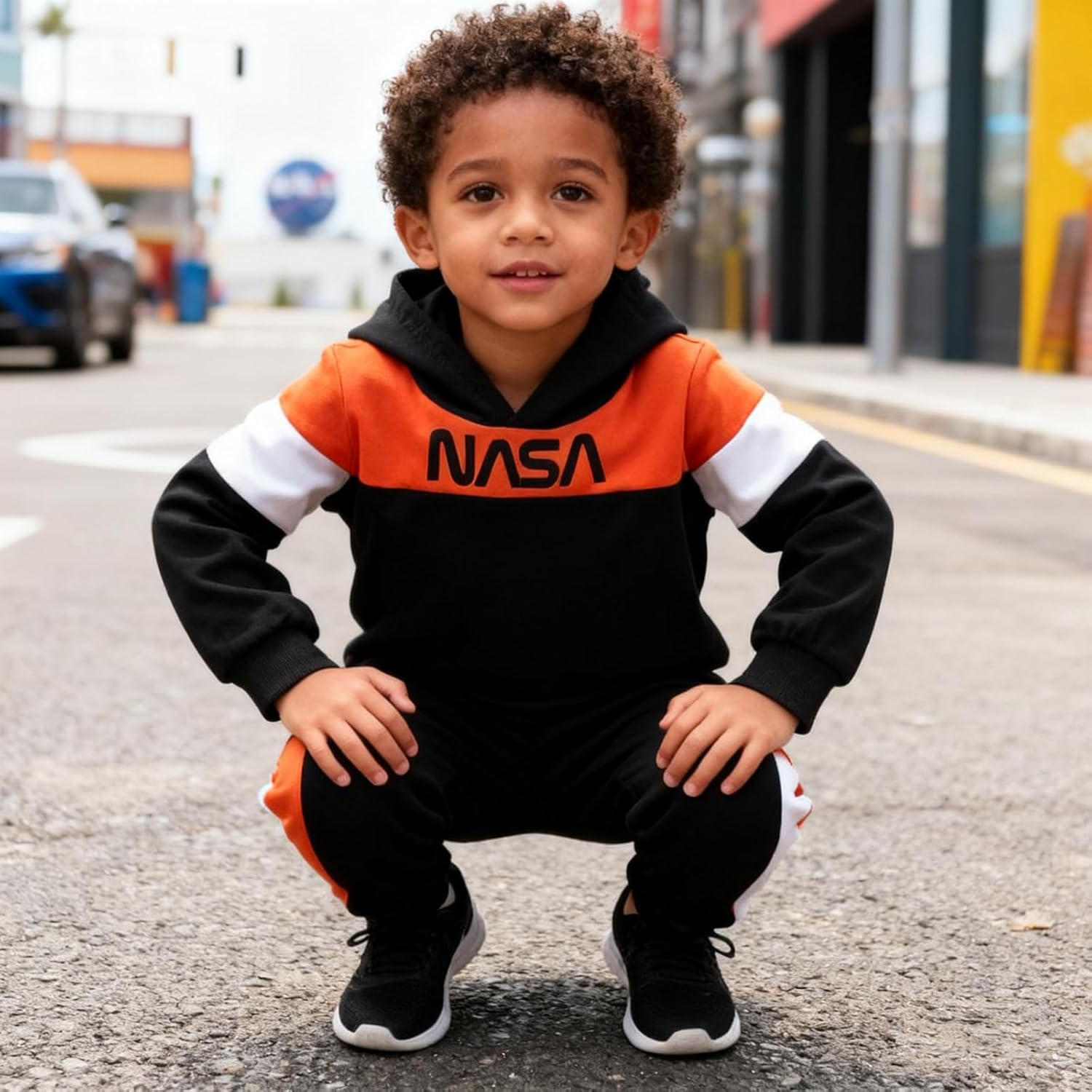 2-6T Toddler Baby Boy Clothes Long Sleeve Hooded Pullover Colorblock Sweatshirt + Pants 2pcs Fall Winter Outfit Set - Image 4
