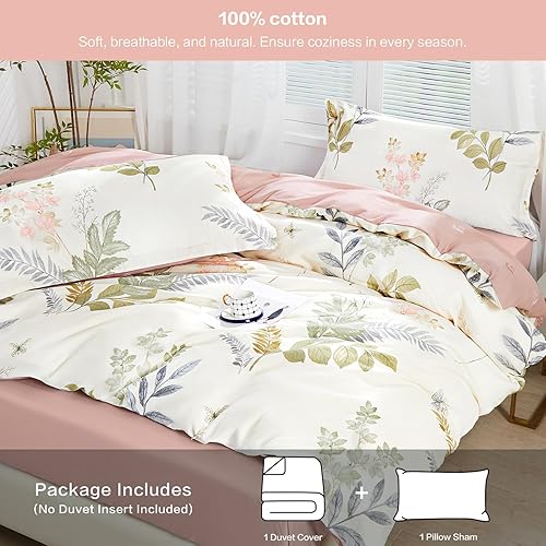 Miniatura 119 de SAPHREAS Juego de funda de edredón de hojas botánicas, tamaño King, 3 piezas, hojas amarillas, juego de funda de edredón 100% algodón suave, 1 funda