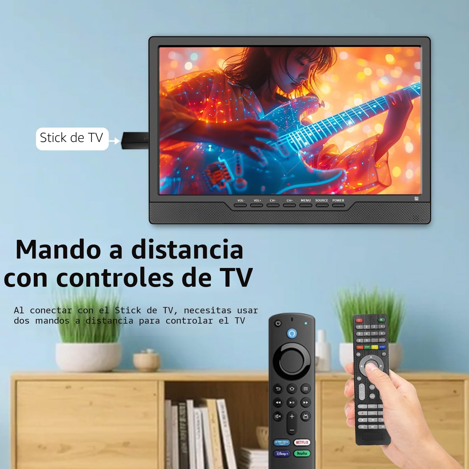 KCR 14 pulgadas LED HD TV, pequeño televisor con entrada HDMI, sintonizador digital integrado/HDMI/USB/DC-12IN para dormitorio, cocina, autocaravana - Incluye mando a distancia