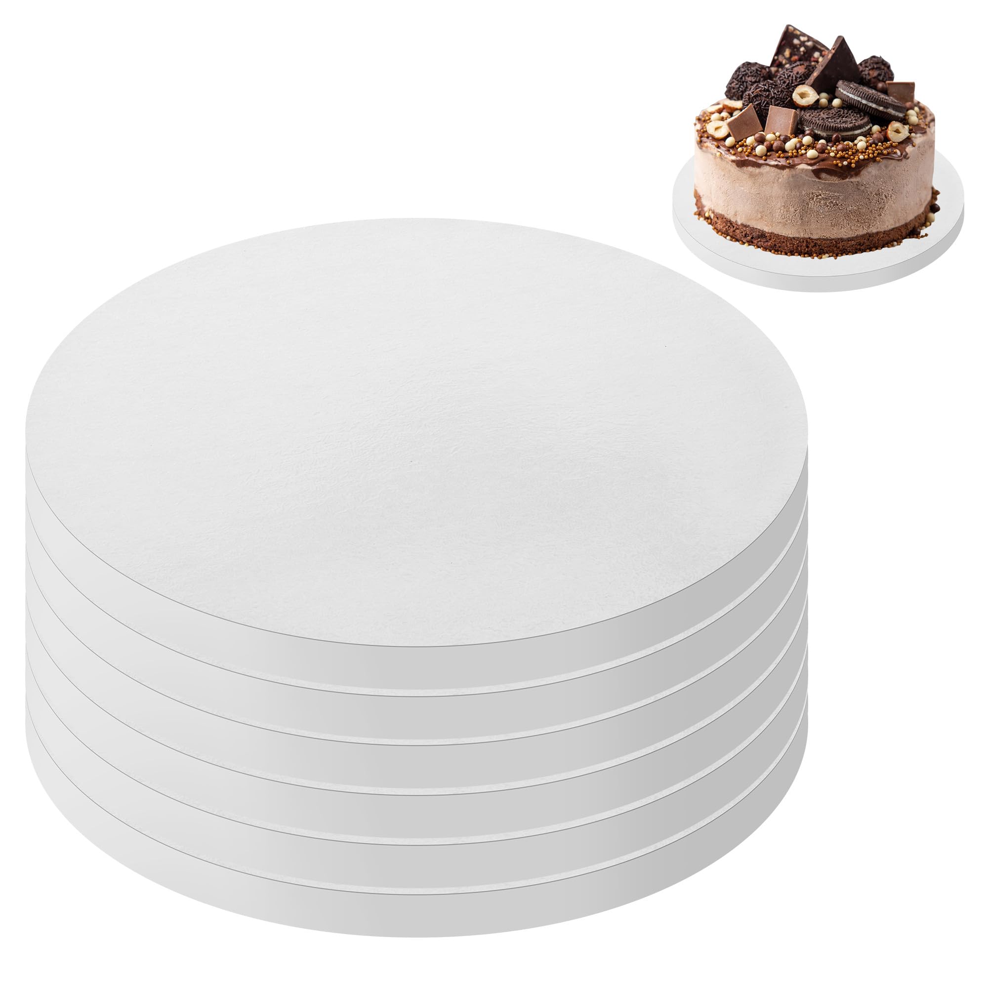 6 Sottotorta Rotondi Da 20cm - Base Per Torte Riutilizzabile, Impermeabile E Resistente, Per Matrimoni E Feste