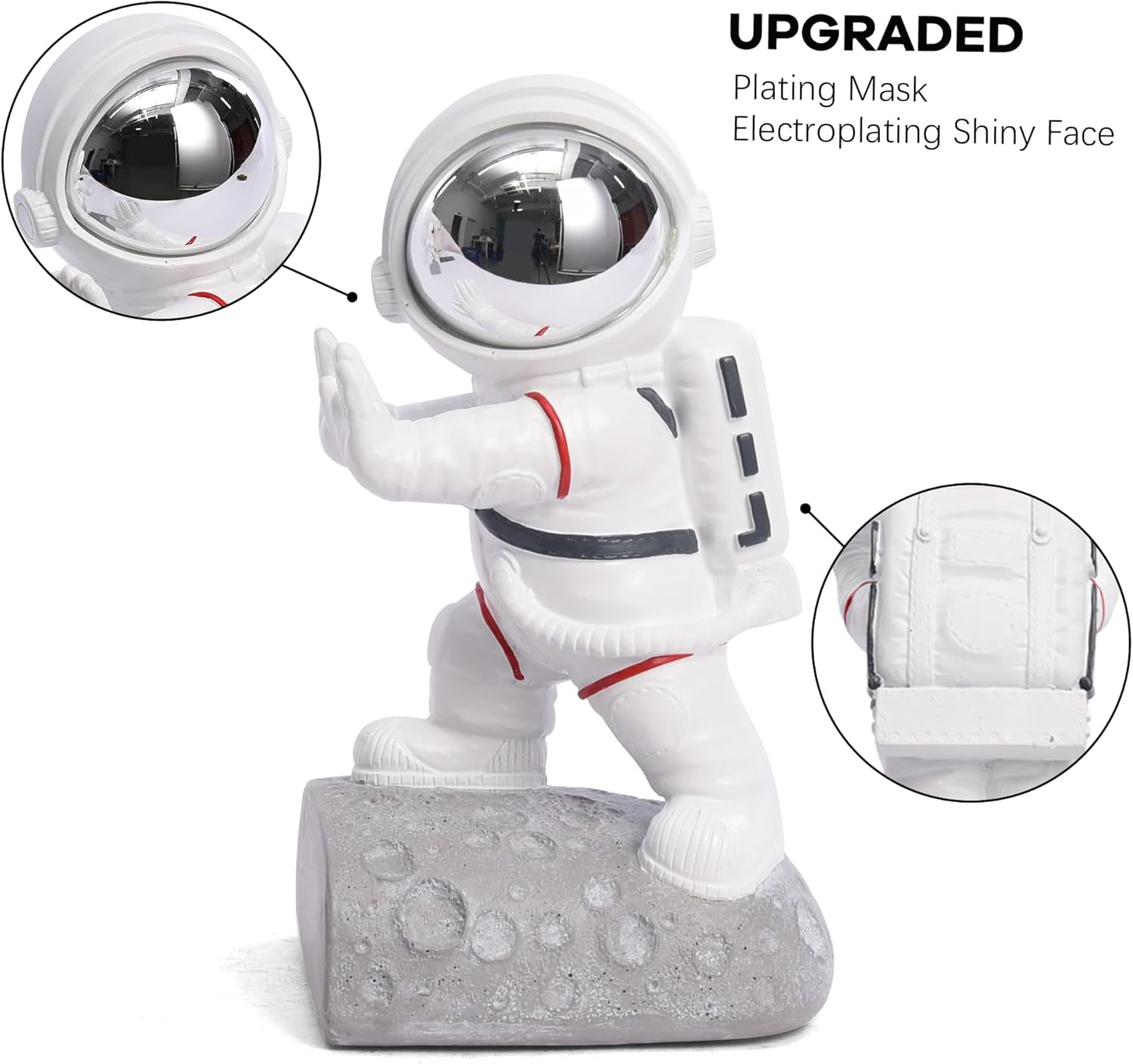 Space Theme Bookends - Astronaut Kids Book Stoppers, Heavy Duty Resin Bookends for Shelves (D-Silver Color)