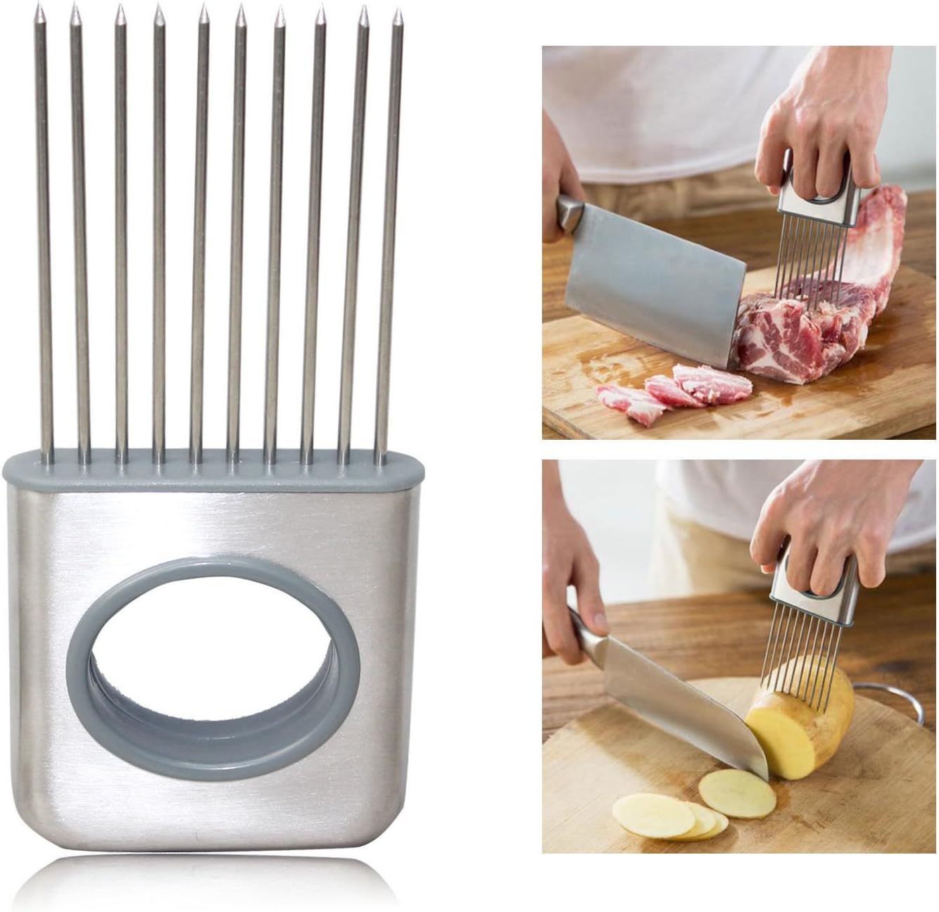MYCS Onion Holder Slicer Tomato Vegetable Cutter Stainless Steel Kitchen Gadget Tools