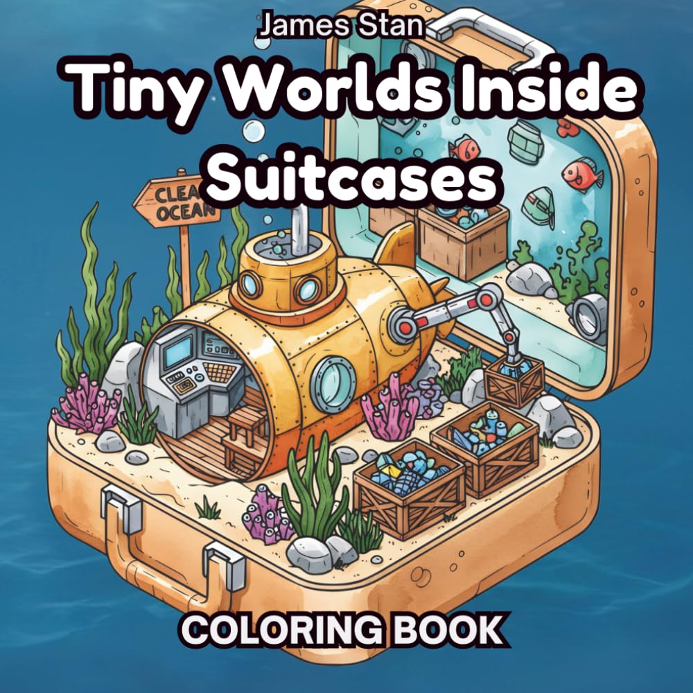 Tiny Worlds Inside Suitcase Coloring Book: An Isometric of Miniature Rooms, Cozy Hideaways, and Secret Fantasy Landscapes for Adults and Teens