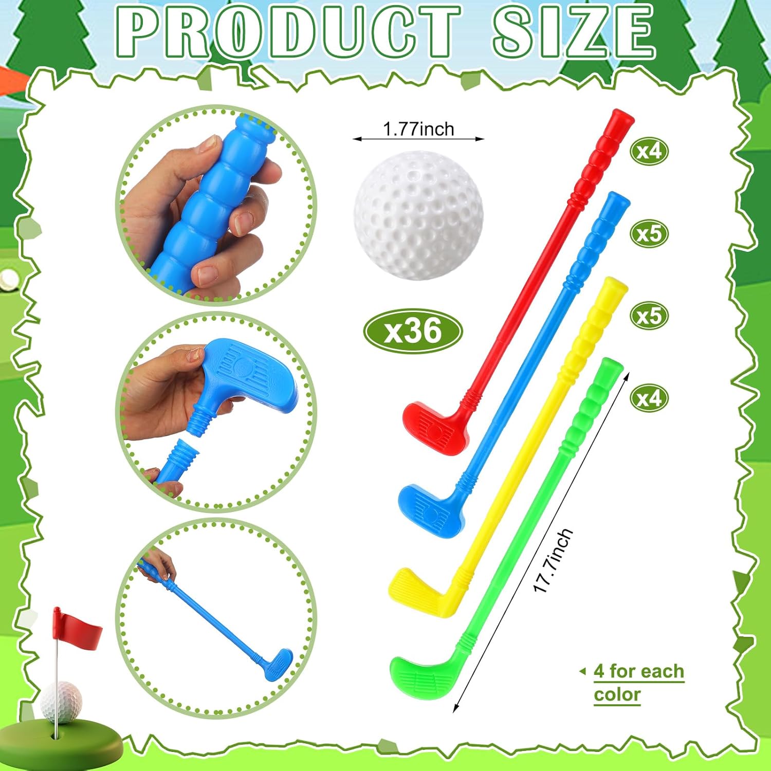 36 Pcs Plastic Mini Golf Clubs for Toddlers, Kids Golf Clubs Toy Set, Toy Balls for Outdoor Indoor Lawn Sports Birthday Gifts for Boys Girls
