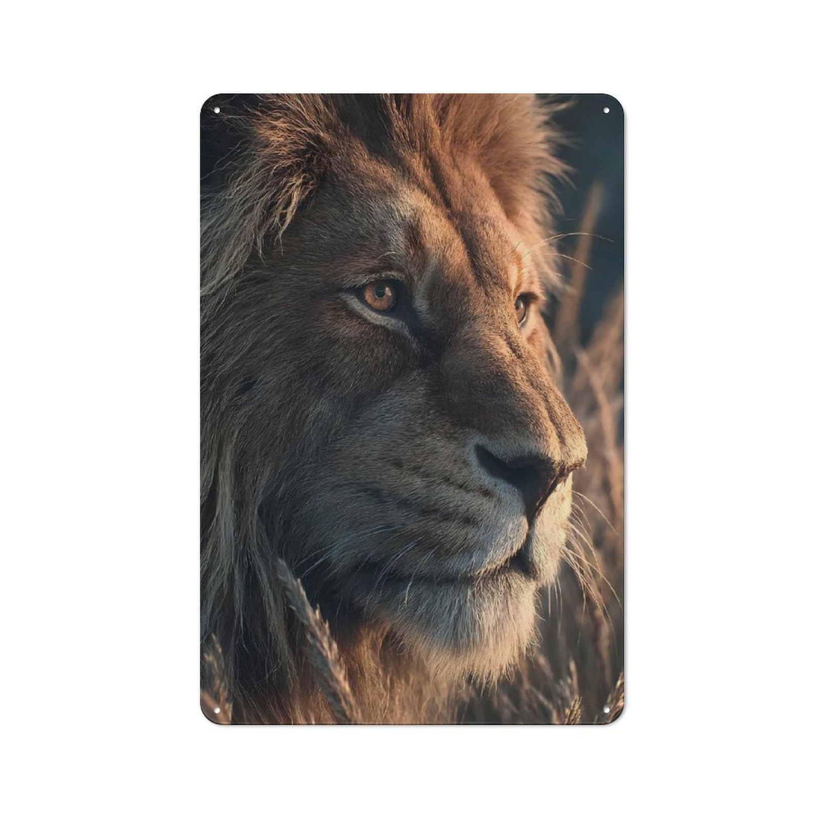 Junmoney Majestic Lion Portrait Friendly Cafe Metal Sign 30X20cm, Cafe Wall Decor For Tea Room, Shop Wall Or Breakfast Area
