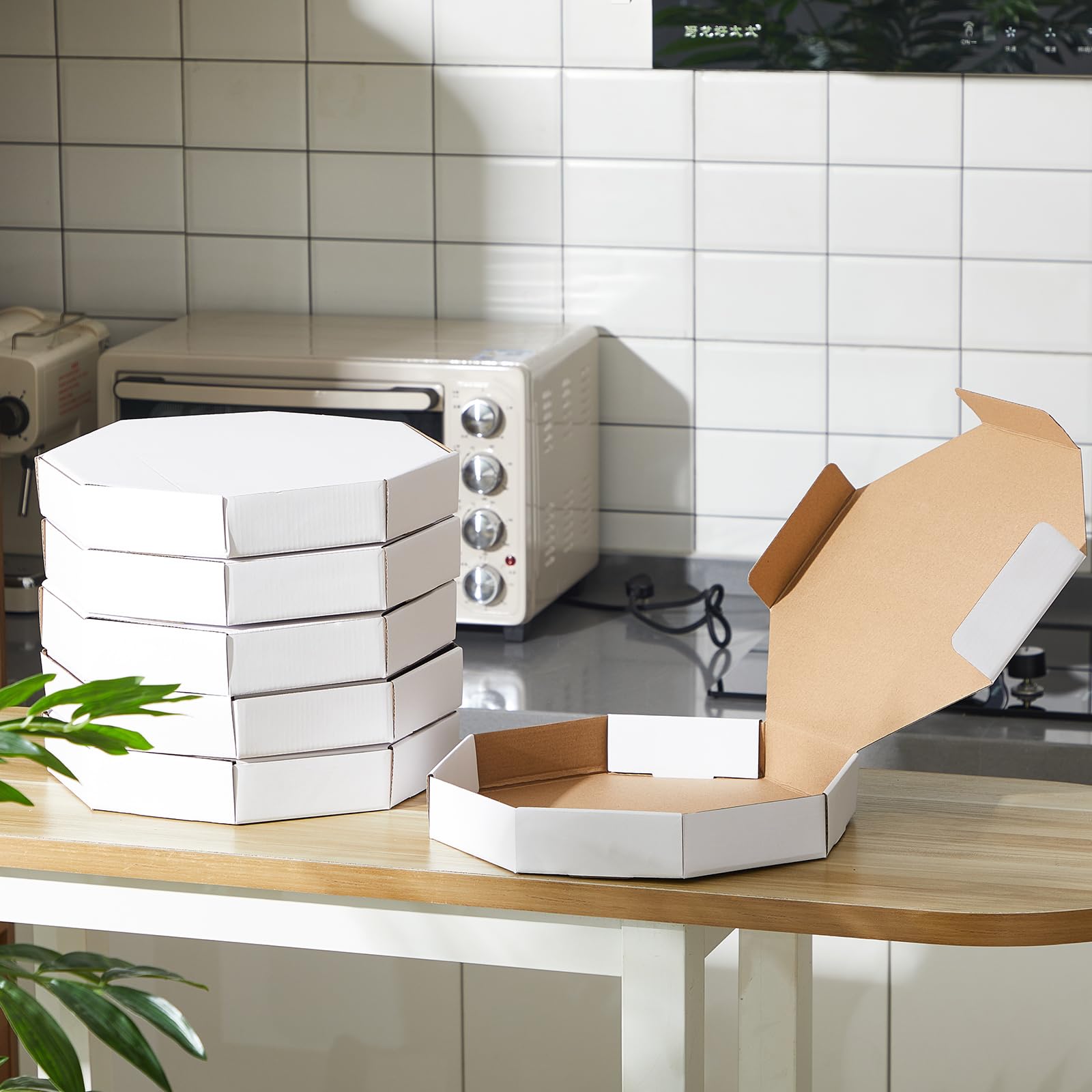 Teenyyou Paquete de 20 cajas octogonales para pizza de 14 x 14 pulgadas, cartón corrugado para pizza, para llevar, a granel, entrega de alimentos, embalaje de regalo, contenedor para llevar, para