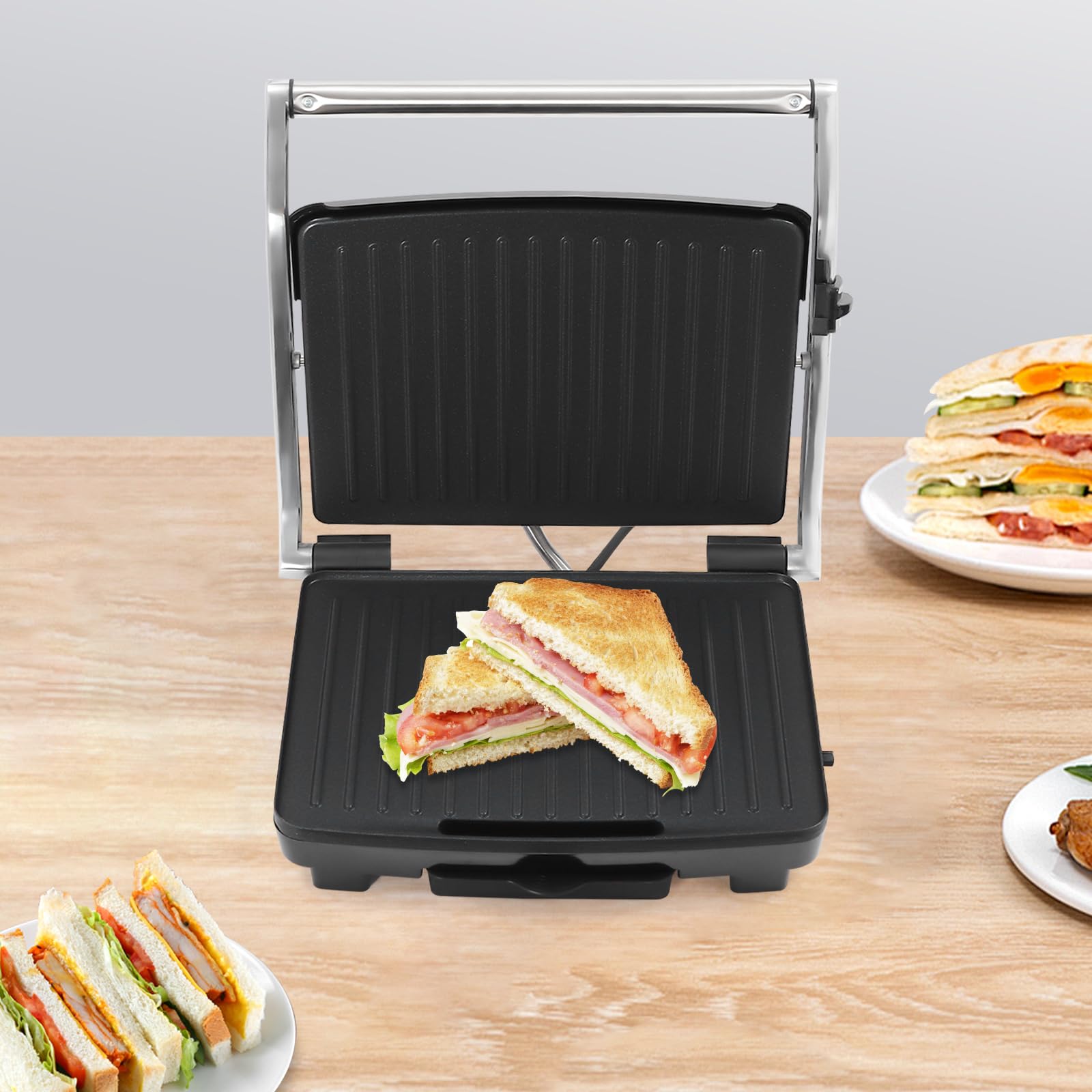 Maszyna do steków z powłoką zapobiegającą przywieraniu, elektryczny kompaktowy grill nieprzywierający, wielofunkcyjny grill do steków, nieprzywierająca płyta grillowa, przenośny grill domowy ze