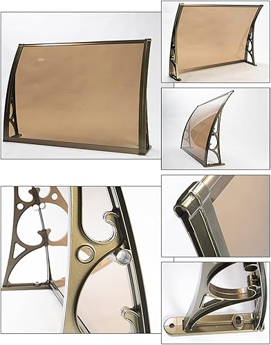 Miniatura 7 de KDDEON Toldo silencioso para ventana o puerta delantera, toldo de entrada con cubierta de policarbonato, protección contra la lluvia y la nieve,