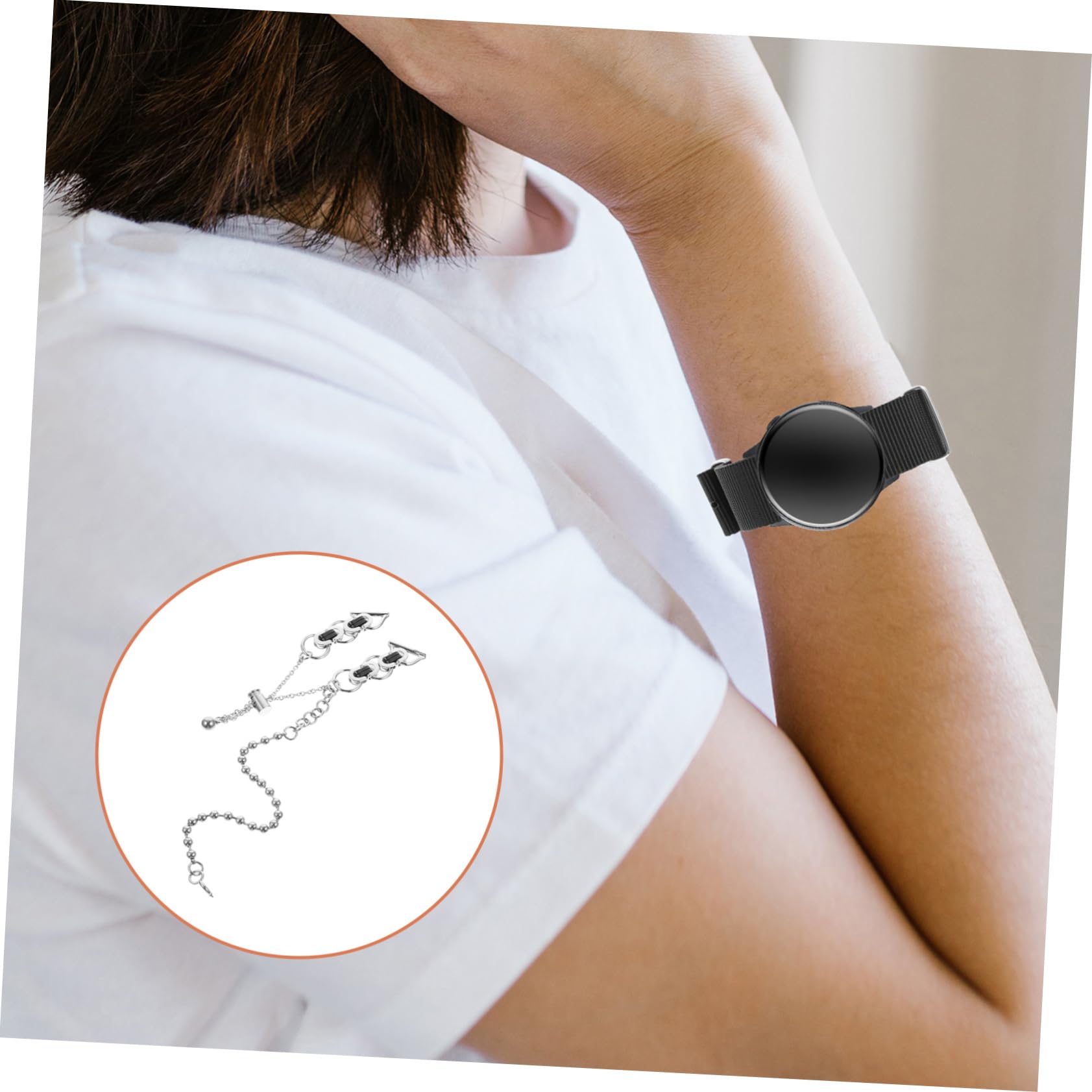 UPKOCH Montre En Acier Inoxydable 3 Pièces Double Tour Chaîne De Perles Ceinture