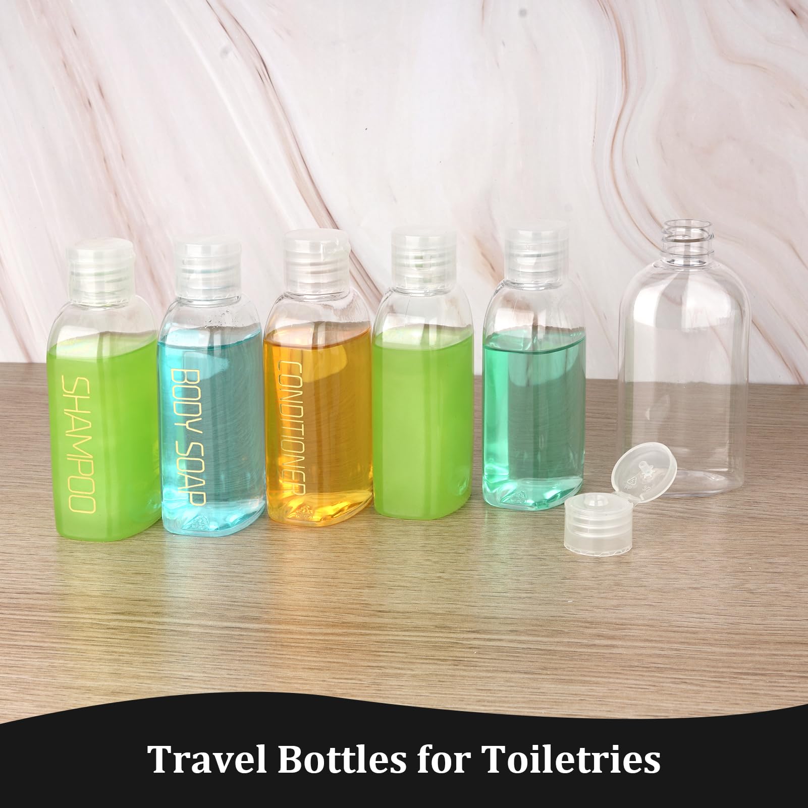 Travel Bottles for Toiletries 6pcs 100ml Leak Proof Travel Size Toiletries TSA Approved Travel Shampoo and Conditioner Bottles Reusable Travel Kit Plastic Squeeze Bottles with Flip Cap(Clear) - Image 3