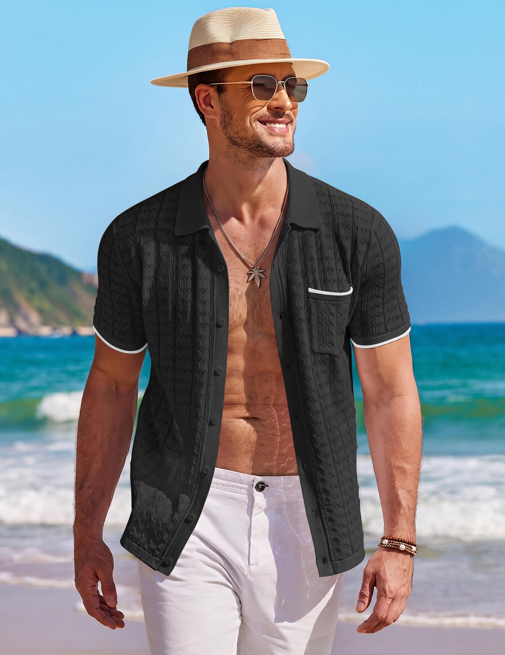 Coofandy Ztj009288 - Camicia Classica con Bottoni da Uomo