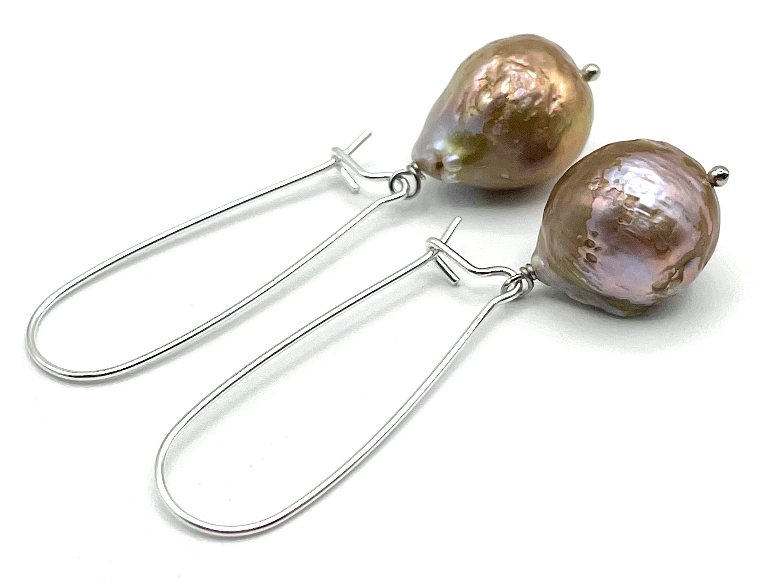 Orecchini con Perle Barocche Naturali, Pendenti in Argento 925, Gioielli Classici, Bijoux Matrimonio, Made in Italy, Regalo per la Mamma
