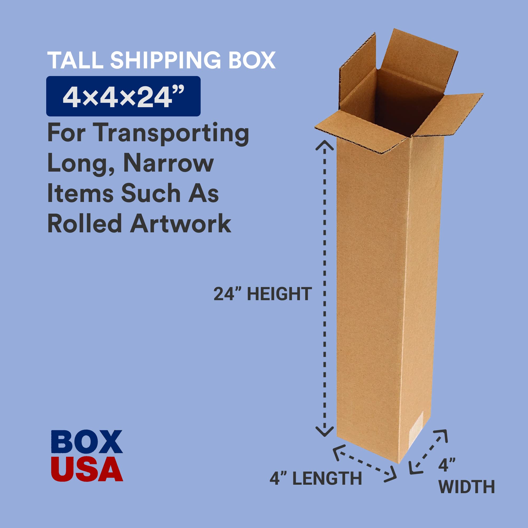 Box USA B4424100PK - Scatole ondulate alte, 10,2 x 10,2 x 61 cm, confezione da 100