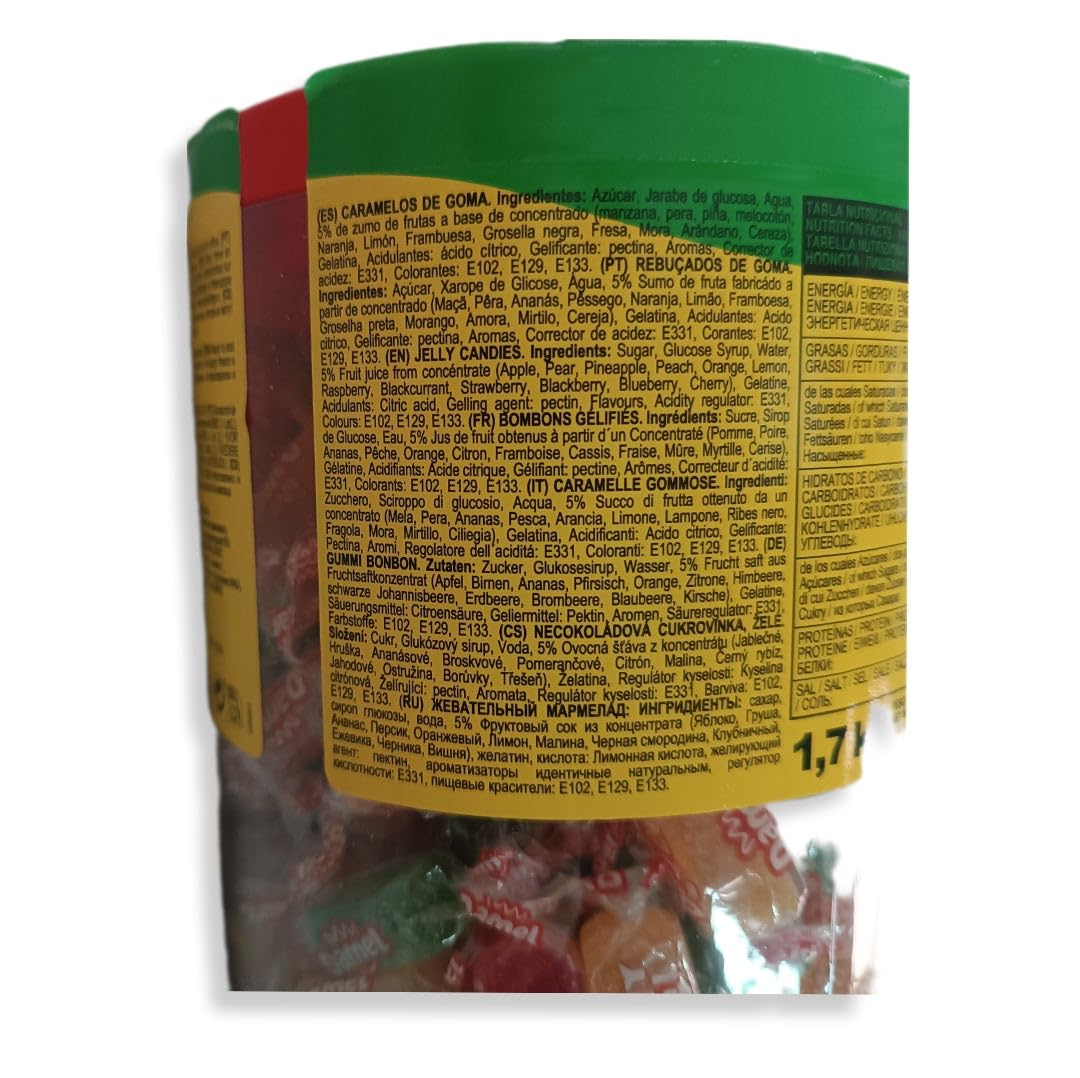 Fruity Jelly Damel Caramelos Envueltos 0% Grasas - Tarro Reutilizable | Contiene 1,7kg