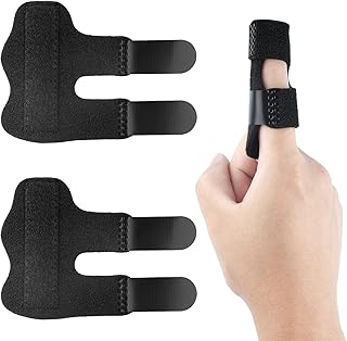 2pcs Trigger Finger Splints, Finger Brace Finger Knuckle Immobilization Sleeves Broken Finger Protection for Arthritis Pain Fingers Straightening Sprain Relief for Middle, Index, Pinky Fingers(Black)