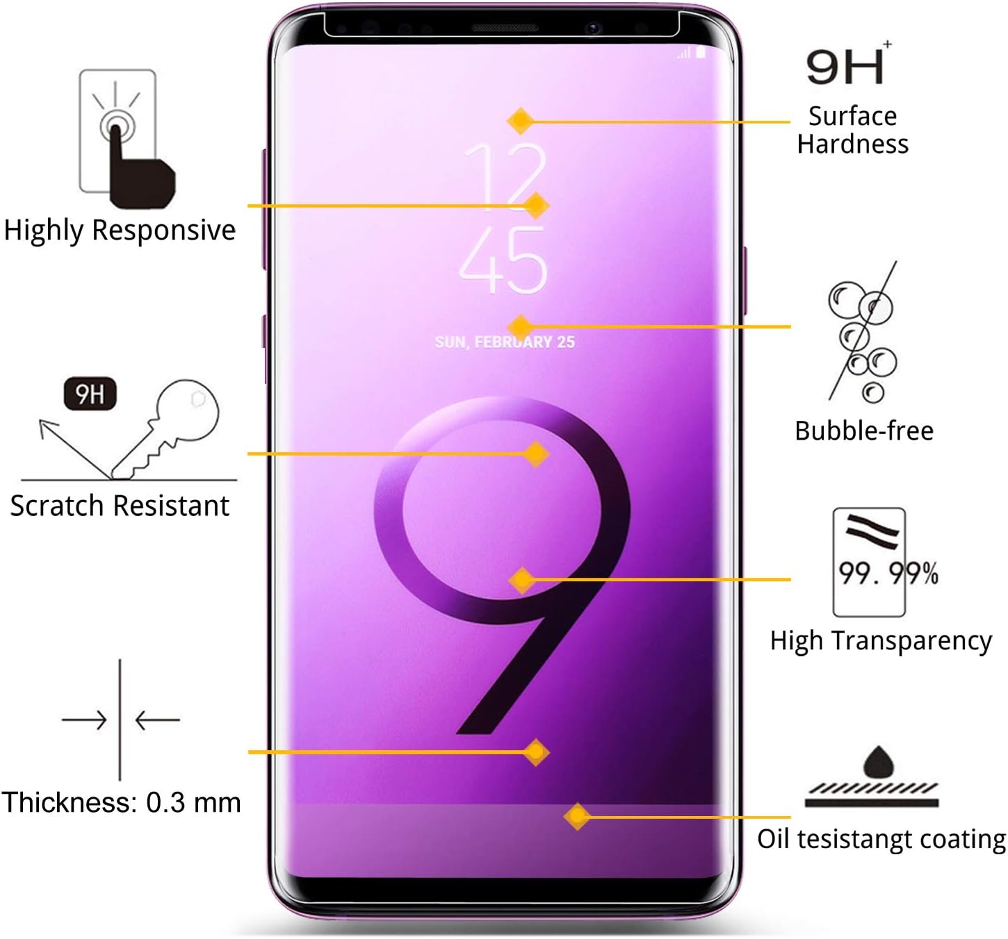 [2-Pack] Galaxy S9 Plus Screen Protector Glass [Easy Installation Tray], iAnder 3D Curved [Tempered Glass] Screen Protector for Galaxy S9 Plus S9+ [Case Friendly]