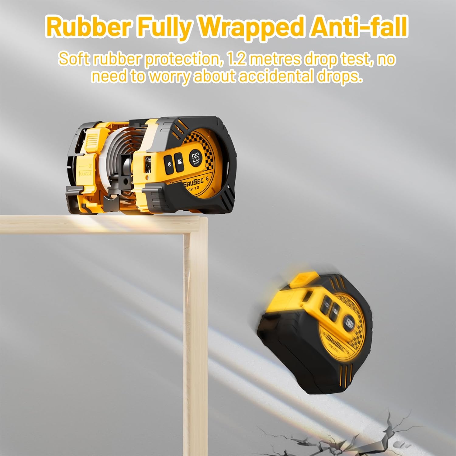 262Ft Laser Tape Measure, SAVSEC 2 in 1 Laser Measuring Tool & 16ft Self-Locking Measuring Tape, Digital Laser Distance Meter with Pythagorean, Area, Volume Measure & Ft/Ft+in/in/M Unit(80M)