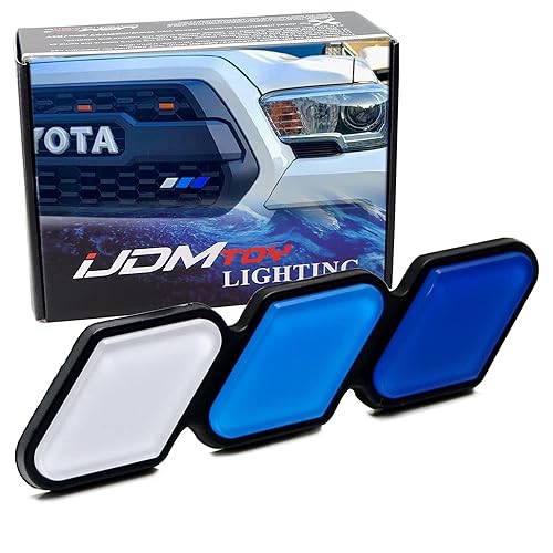 iJDMTOY Retro 3-Color Stripe Grille Badge Emblem w/No Removal Required