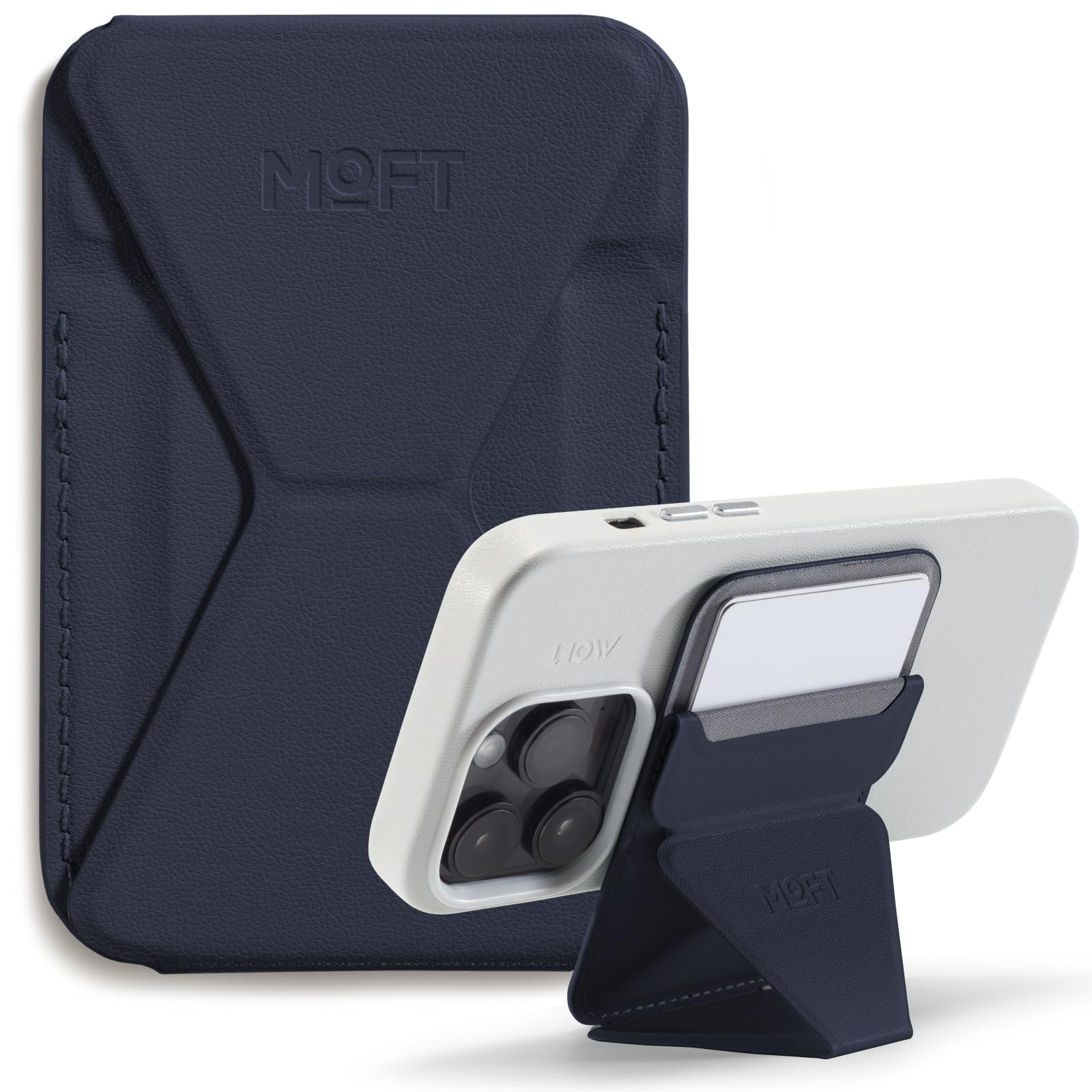 MOFT Magnetische portemonnee-standaard, kaarthouder voor iPhone 17/16/15/14/13/12 serie, compatibel met MagSafe, MOVAS magnetische mobiele telefoonstandaard van veganistisch leer met 3 kijkhoeken, 2