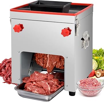 OKF Meat Cutter Machine, 850W Commercial Meat Slicer, 330LB/H Stainless Steel Meat Slicer Machine, Meat Slicer for Boneless Pork Chicken Fish, Detachable Blade Meat Cutter Meat thickness 5mm