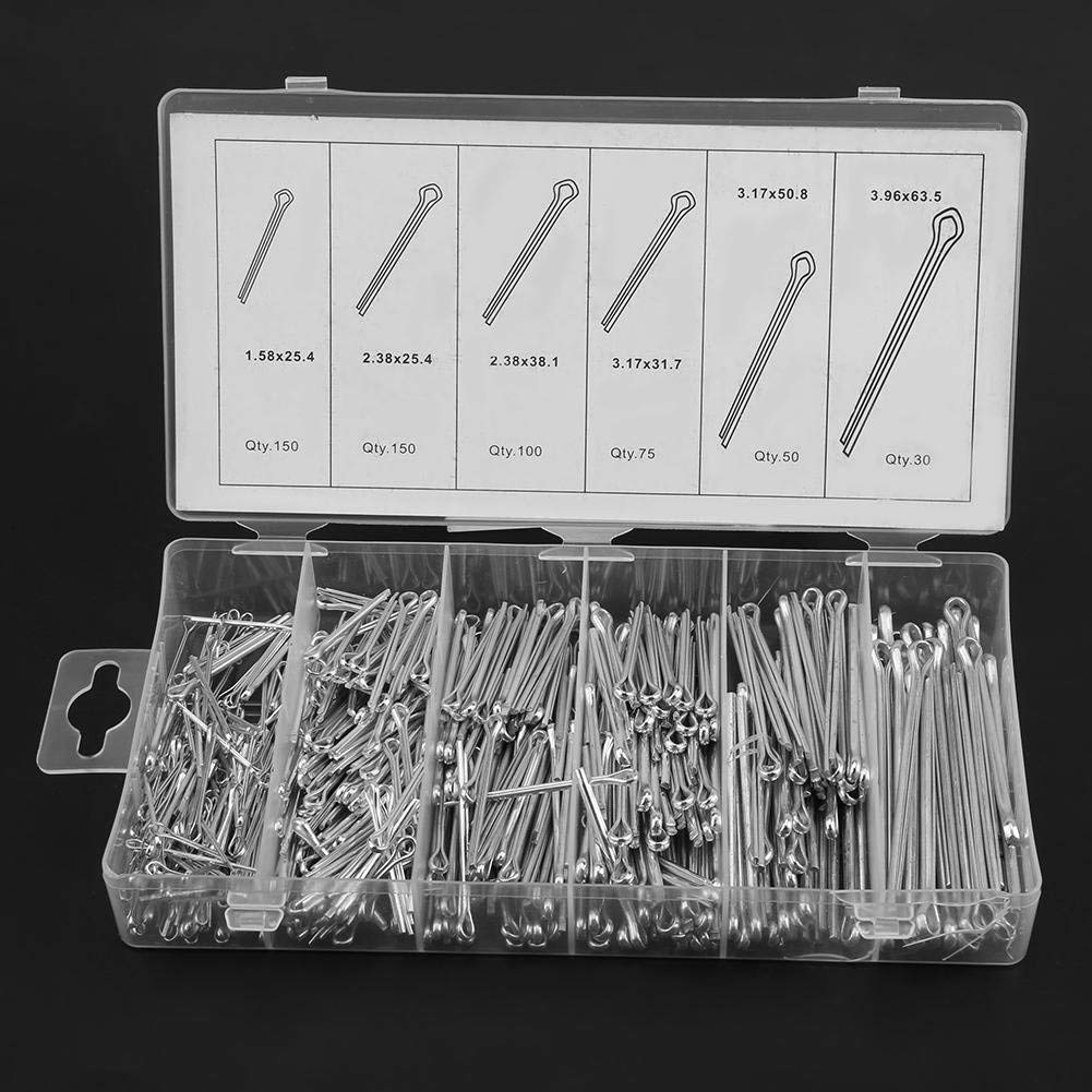 555 Packs Cotter Pins 6 Sizes Fastener Clips Straight Hairpins Holds Castle Nuts in Place Hardware Pins