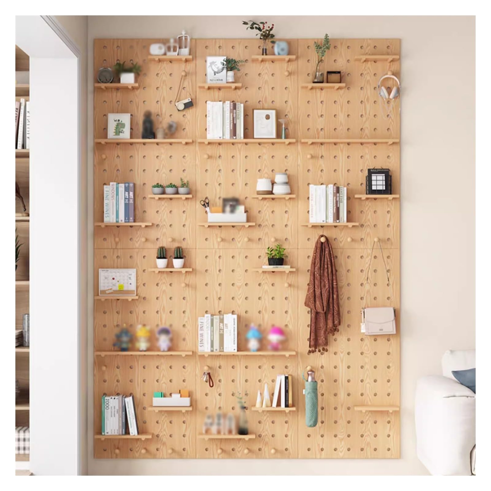 Stecktafelregale aus Holz, Wandmontage-Display-Stecktafel-Set, Stecktafel-Wand-Organizer, Stecktafel-Panel für Schlafzimmer, Arbeitszimmer, Büro, Badezimmer (Größe: 40 x 60 cm)