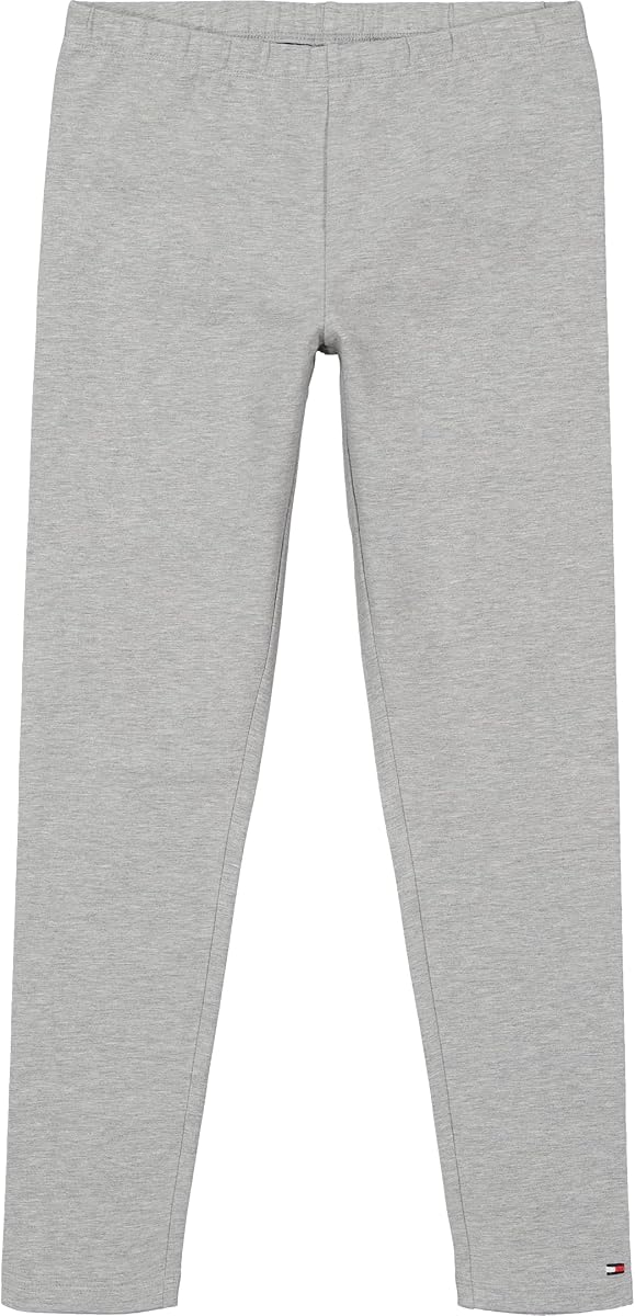 Tommy Hilfiger Leggings de punto elástico para niñas, pantalones largos con ribete de logotipo clásico