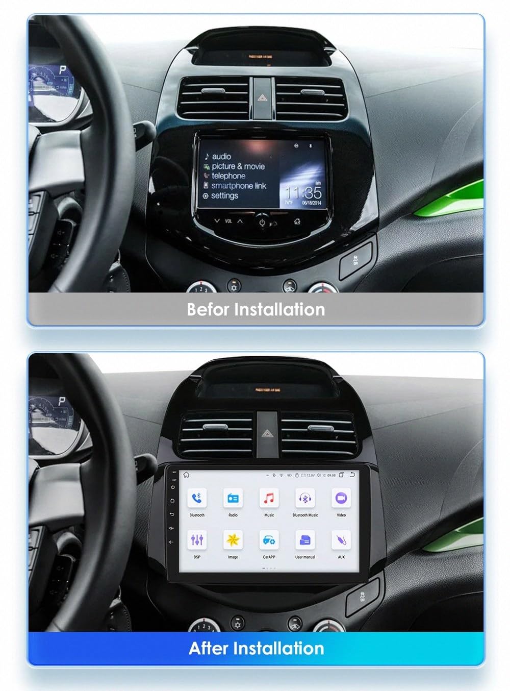 Wyświetlacz Carplay dla Chevrolet Aveo 3 2016-2023 Odtwarzacz Samochodowy Z Ekranem Dotykowym Hd, Carplay, Bluetooth, Wi-Fi, Radiem., 4 Rdzeń 1G+16G
