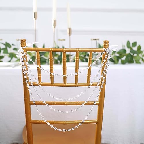 Miniatura 9 de Efavormart - Guirnalda transparente de 16 pulgadas con cuentas de perlas sintéticas para silla de boda, guirnalda de perlas preatadas, decoración de