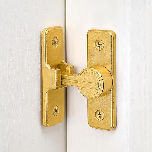 3 paquetes de pestillos para puerta de granero, cerradura de puerta dorada de 90 grados, herrajes para puerta abatible, cierre de cerradura de