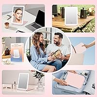 Vista 47 de FUNTOUCH - Espejo de maquillaje de viaje, recargable, con 72 luces LED, portátil, 3 modos de iluminación, pantalla táctil regulable, de tocador