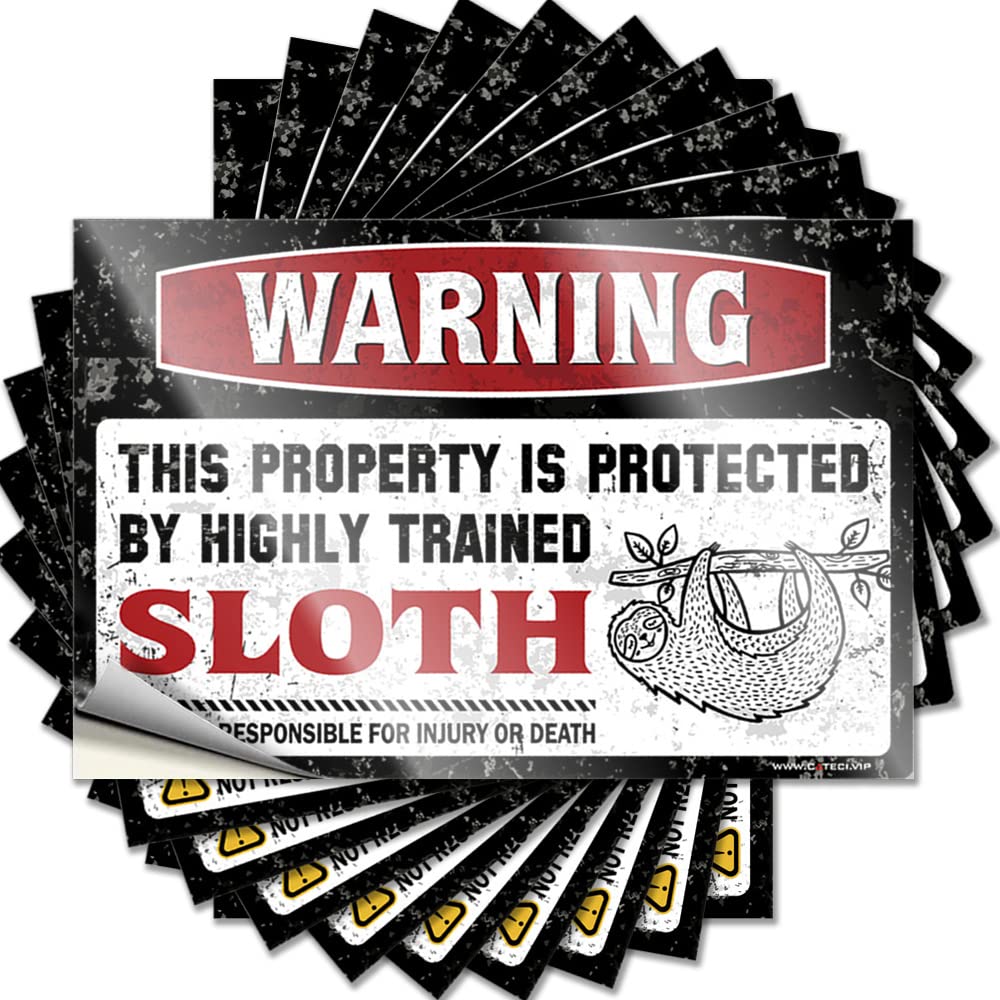 Fzfn Colour Warning This Property Is Protected By A Highly Trained Sloth Bumper Lake House Decor | Accent Bottle Removable Decal Pack(8X12cm)