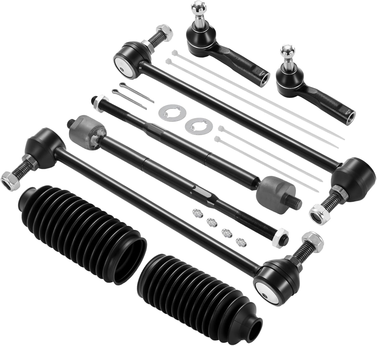 8-PC Steering Suspension Kits Compatible with Chevy Cobalt 2005-2010,2xStabilizer Bar Link K80252,2xOuter tie rod ES800030,2xInner tie rod EV80445,2xdust cover